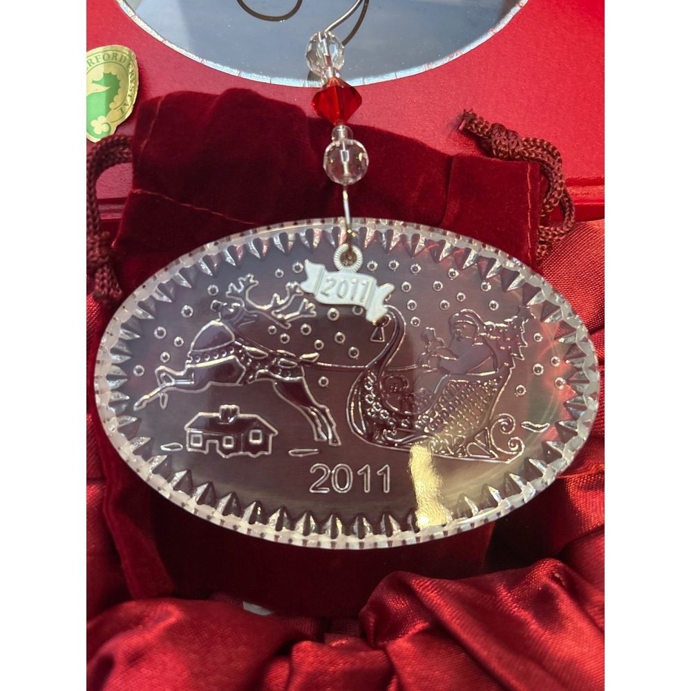 Waterford Crystal 2011 Twas The Night Ornament With Box & Enhancer